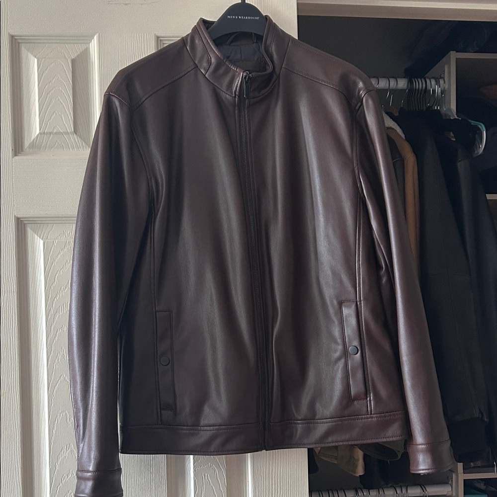 Men's Classic Brown Faux Leather Jacket